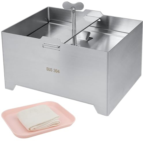 LNQ LUNIQI 304 Stainless Steel Tofu Press Large 1 Set Tofu Press Mould Multifunctional Cheese Press with Drip Tray for Vegetarian Tofu Lovers 22 x 14 x 11 cm