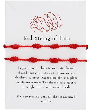 DHWEKU 2 Pezzi Filo Rosso Bracciali Portafortuna Donna Coppia Fortunata Braccialetti di Destino