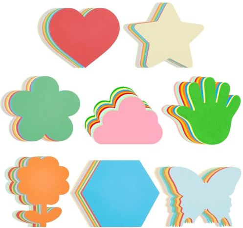 SOFPLATE 72 Stück 8 Stile Schmetterlings Bastelpapier Ausgeschnitten Blumen Papierausschnitte Bunt Blanko Rund Herz Stern Äpfel Sechseckig Pinnwand Gestanzt Für Schule Klassenzimmer Pinnwand DIY Baste