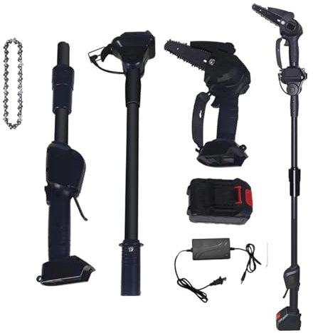 Scie à chaîne télescopique avec batterie 24 V, diamètre de coupe 8 cm, sécateur électrique pour élagage des arbres – Scie à branches hautes sans fil, portée de 1,7 m