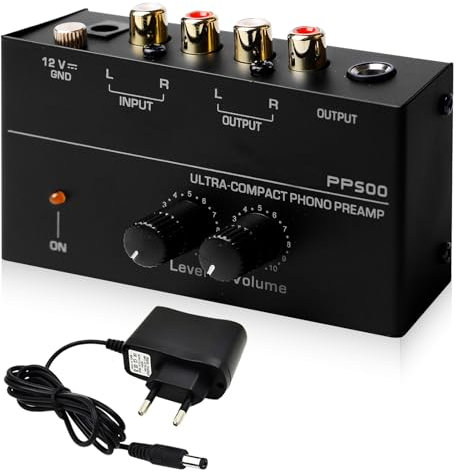 WIYETY Giradischi Phono preamplificatore: PP500 preamplificatore fono, preamplificatore audio stereo elettronico con ingresso e uscita RCA