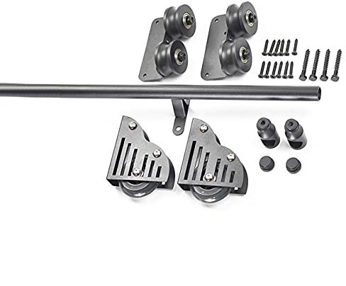 CXEGCCUF Schiebetür-Set für Scheunentore, Schiebeleiter, komplette Hardware, Rollschiene 3,3-20 Fuß (ohne Leiter) + Bodenrollen, für Zuhause/Dachboden/Bibliothek (Größe: 3,3 Fuß/100 cm Schi