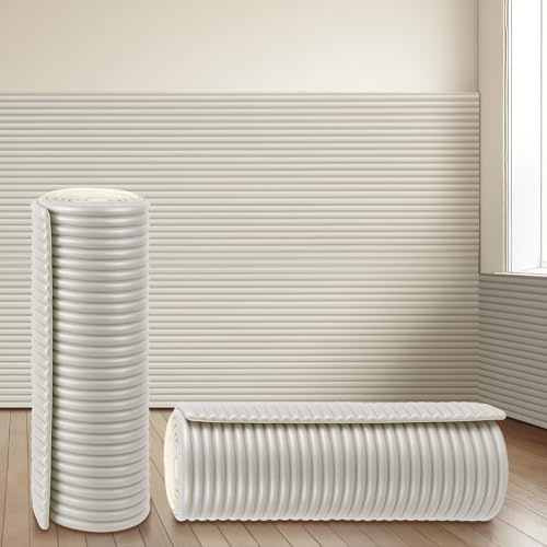 Fiwochic 15.8 x 78.7 Inch Anti Collision Wall Padding for Kids Padded Wall Panels 3D DIY Headboard for Autism Playroom Nursery Bedroom Living Room Corner Guards(1 Roll, Light Gray)