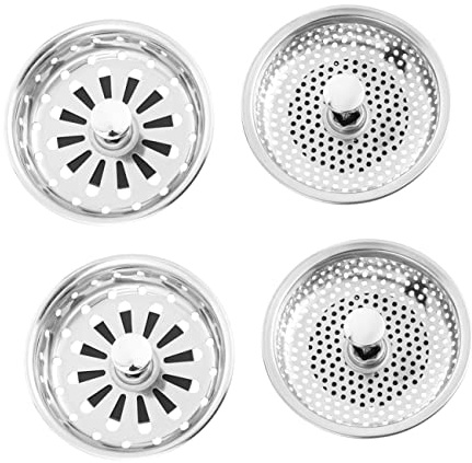 LALAFINA 4 Piezas Tapas de Drenaje Inoxidable para Ducha Filtro de Pelo Antibloqueo Cubiertas de Drenaje para Baño y Cocina Eficaz y de Limpiar