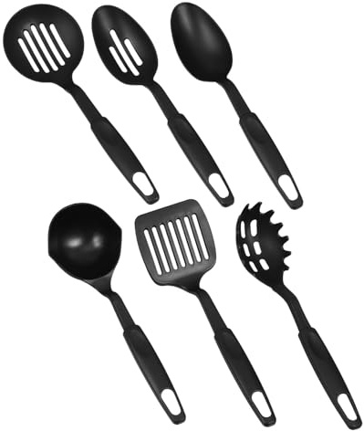 VERDANVERSE 6 pezzi Utensili Cucina in Nylon Resistente al Calore Cucchiai e Spatole per Cottura e Miscelazione Facili da in Lavastoviglie Strumenti Robusti per Uso Quotidiano