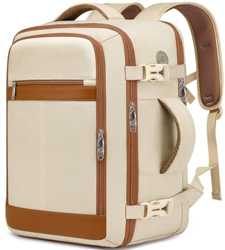 Travel Backpack for Women Airline Approved Carry On Backpack with Shoe Pouch,TSA 15.6inch Laptop Mochila Flight Approved Personal Item Bag for Weekender Overnight Bags Bookbag Travel Essentials,Beige