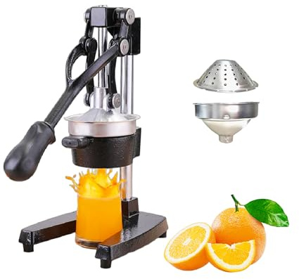 KAJILE Exprimidor de Cítricos, Exprimidor Manual de Cítricos con Placas de Presión Cónicas, Presse-citron para Hogar, Cafeterías y Bares, Negro
