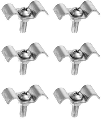 sourcing map 6 Set Double Line Clamp 6mm / 0.2 Inch 304 Stainless Steel Fuel Lines Clips M-Type Pipe Strap for Brake Fuel Lines Tubes Wire Pipe Cord Installation, Silver