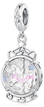 ZUOHUI S925 Sterling Silver Sea Star Shell Surfbräda Berlocker, gör-det-själv strandtema smycken gör pärlor, kompatibel med Pandora-armband, present till kvinnor Henne(Crystal Carousel)