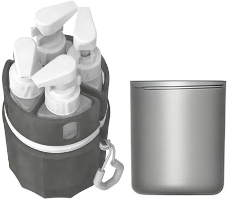 Botella de Viaje 4 en 1 - Bomba de Succión a Prueba de Fugas 16,5x7,9cm, Contenedores de Artículos de Aseo Vacío Portátiles, Botellas de Viaje Recargables | Uso Que acampa al Aire Libre del Hotel del