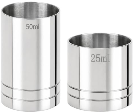 2 PCS Spirit Measure, Shot Measure 25ml and 50ml, Cocktail Measure | Stainless Steel Shot Measure 25ml and 50ml for Home Bars and Cocktail Stations