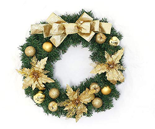VHVCX Weihnachtskranz Dekoration 45/60/80 cm Weihnachtskranz HängenSchmuck Mall Hotel Tür Kranz, 45 cm Durchmesser Silber
