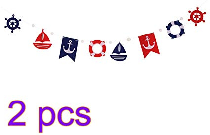 Banner Schiff Rettungsring Form Girlande Nautische Deko Hängen Deko für Geburtstag Hochzeit Party 2 Stück (Blau und Rot)