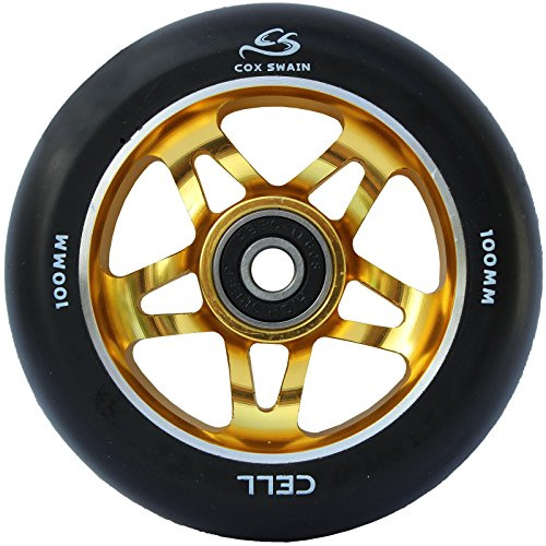 Cox Swain 2 STK. High End 100mm Stunt Scooter Rollen Alu Core - ABEC 11 Lager, Colour: Splash (Black/Gold), Size: 100mm
