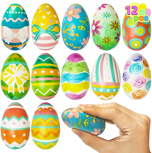 JOYIN 12 Huevos de Pascua Blandos de Levantamiento Lento, Alivio del estrés, Huevos de Pascua súper Suaves para Fiesta de Pascua, Relleno de Cesta de Pascua, 1.6 x 2.6 Pulgadas Huevos