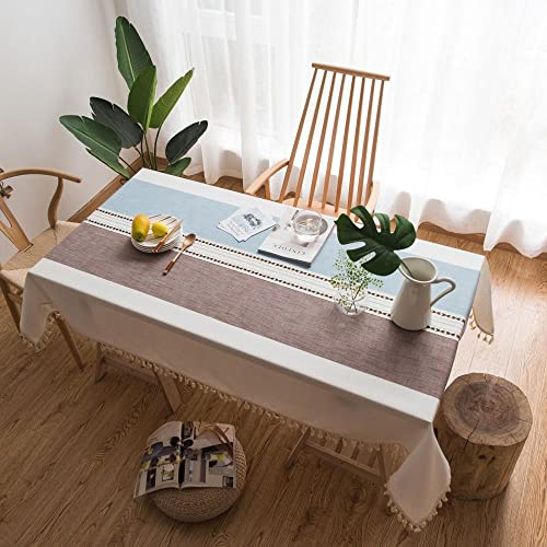 XQSSB Mantel Mesa Rectangular Antimanchas Cubremesa Algodón y Lino Transpirable para de Hogar Picnic del Hotel Tienda de Café Café Azul 140 × 260cm