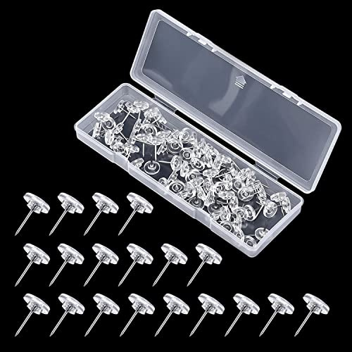 200 stücke transparenten Push-Pins, mit 1 Plastikbox, dekorative Stecknadeln, Reißnägel mit Flache Kopf Kunststoff, Zeichenbrett Pinnadeln, runde Nägel, verwendet für Korkplatte, Foto, DIY Handwerk