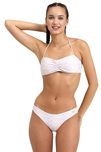Arena Allover Bikini Bandeau para Mujer, Bañador con Tejido Elástico Reciclado y Secado Rápido, Bañador para Mujer con Copas Extraíbles y Top con Tirantes