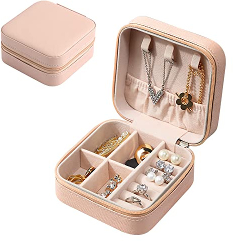 Eucomir Schmuckkästchen für Damen,Große Schmuckaufbewahrung 2-Schichtige Reise Schmuckschatulle PU-Leder Schmucketui für Ringe,Armbänder,Ohrringe,Halsketten,Orange