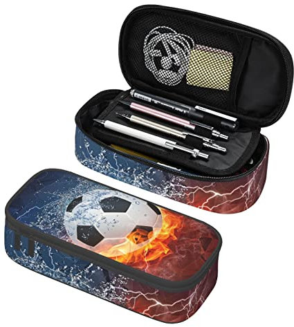 SNAPMADE Fußball-Federmäppchen für Jungen, Teenager, Herren, Sport-Federmäppchen, mit Fußball-Muster, große Kapazität, langlebige Federmäppchen, Aufbewahrungstasche, Organizer, Arbeit, Büro