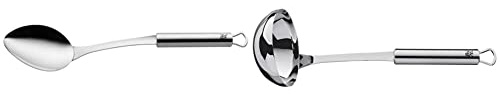 WMF Profi Plus Servierlöffel 32 cm, Vorlegebesteck, Cromargan Edelstahl teilmattiert, spülmaschinengeeignet & Profi Plus Suppenkelle 30 cm, Saucen-/ Schöpflöffel, Cromargan Edelstahl teilmattiert