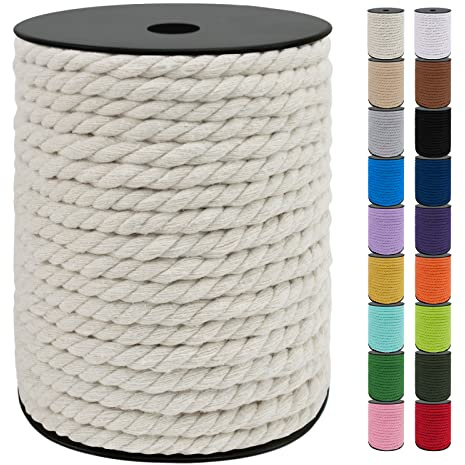 Uiopa Makramee Garn 8mm x 40m, Baumwollkordel 8mm Baumwollseil Dickes Kordel, Macrame Cord für Makramee Wandbehang, Hängepflanze, DIY Basteln, Hochzeitsbogen, Traumfänger (Natürlich)