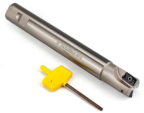 OSCARBIDE Nickel Plated Indexable End Mill(25mmx25mmx200mm), 90°, 2 Flutes, 2pcs APKT1604 Inserts