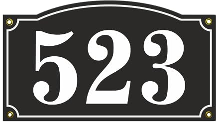 Hausnummer Hausnummernschild Emaille 18x33 cm, Emailschild, Hausschild, Individuell anpassbare Hausnummer, Vorbohrungen, Wetterfest, Türschild, Wunschtext, Keramik Emaille (Schwarz)