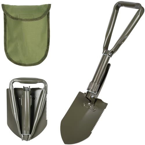 molti Klappspaten 3-teilig Faltbare Multifunktions-Schaufel mit Hacke & Tasche 61x15,5cm hochfester Stahl Camping Outdoor Garten Wandern Jagen Auto Notfall Survival Geschenk Männer grün
