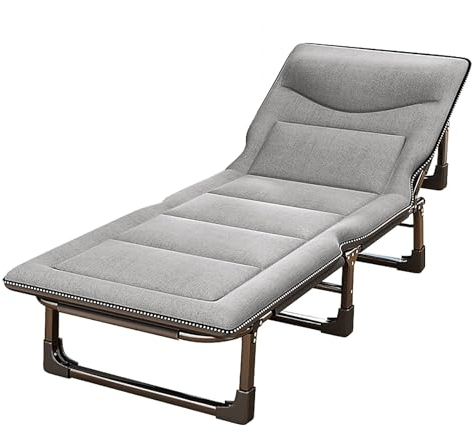 Klappbar Gästebett Mit Klappmatratze, Klappbett Reisebett Erwachsene Stabiler Metallbett Schlafsessel, Einzelbett Campingbett, Liegestuhl Für Schlafzimmer, Maximale Belastung 150KG ( Color : Gray , Si