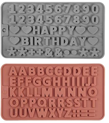 NyxSeat 2 Stück alphanumerische Formen Silikonformen Schokoladenformen Weihnachtsschokoladenformen Backdekorationen Silikon-Backformen