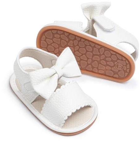 CENCIRILY Infant Baby Girls Summer Sandals Newborn Bow-Knot Open Toe Beach Shoes Casual Lightweight Anti Slip Sole Flat