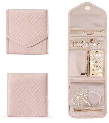 Tinkber 1 Article Rouleau de Bijoux Pliable, Organisateur de Bijoux de Voyage, Pochette Rouleaux à Bijoux, Sac de Rangement Pliable pour Bijoux, pour Bagues, Boucles D'oreilles, Colliers