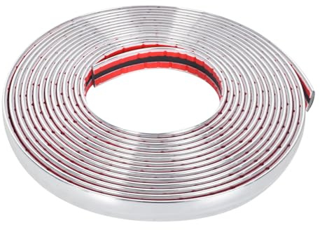 Chrom Zierleiste, Selbstklebend, PVC Chrom Auto Chromleiste Zierstreifen, Universal Chromzierleiste für Auto Karosserie Fenster Außen Dekoration (15 mm x 5 m)