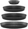 CHUIFAI Juego de 4 moldes para tartas con base elevadora, 10/22/26/30 cm, redondos, antiadherentes, forma de quiche, color negro, con base elevadora para tarta, quiche, pastel