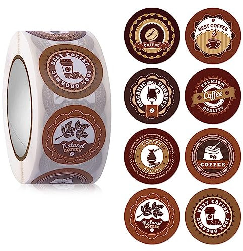 500 Stück Versiegelungsaufkleber Kaffee Getränke Etiketten Aufkleber 2,5 cm für Kaffee Bäckerei Kaffeetassen Getränke Papier Geschenktüte Kaffeeetiketten für Flaschen Kaffeeetiketten für Behälter