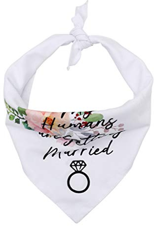 Hundehalstuch, Motiv: Humans are Getting Married, Blumenmuster, Hochzeit, Dreieck-Lätzchen, S, Hundehalstücher für kleine Hunde und Jungen