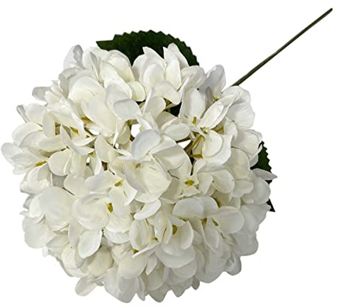 Künstliche Hortensie Blumen,1 Stück Große Hortensien Blumen,Kunstblumen Wie Echt Kunstzweige Blumengesteck für Bürotischen, Hotels, Rezeptionen, Wartezimmer, Esstische, Cafes (White, One Size)
