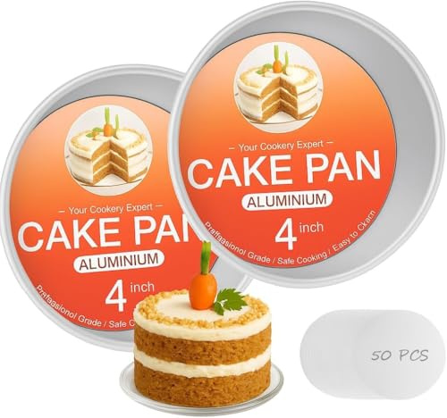 OAMCEG 2 Stück Aluminium Runde Backformen – 4in 10cm Kuchenform mit Antihaftbeschichtung & Herausnehmbarem Boden – Mini Kuchenform für Backofen & vielseitiges Torten Zubehör für Zuhause