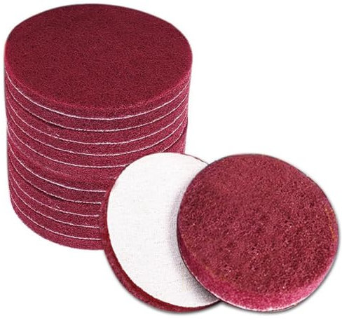 4 Inch Flocking Scuff Pads Drill Scuffing Disc,10Pack Red φ4/100mm Discs Magic Tape Polishing Scrub Pad for Cleaning,Rust Removal 4Scrubber Scouring Pads Drill