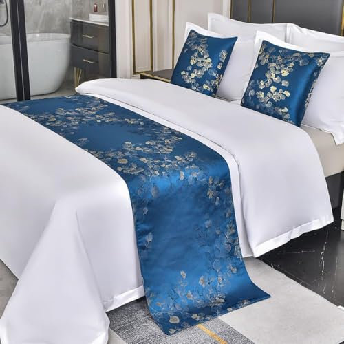 HSTANGKY Modern Hotel Betttuch Bettläufer Luxus Einfarbige Bettdecke Dekoration Hochzeit Zimmer Bett Ende Handtuch Mode Bettzeug Protector Abdeckung-Blue||Full/Double 19.7 x 82.6