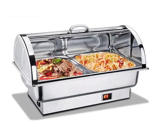 Scaldavivande Elettrico Professionale 9/13 L Display Digitale Scaldavivande per Buffet in Acciaio Ino 600W/220V Scaldavivande per Buffet per Catering, Buffet(13.5L/2)
