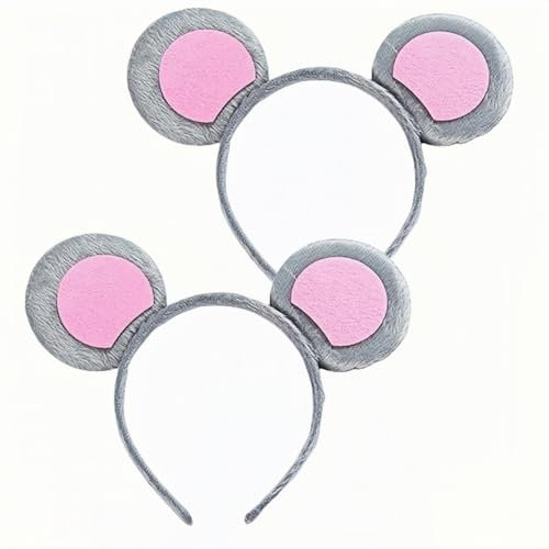 SDXCJY Mouse Ears Headband,Animal Ears Hairband For Adults Boy Girls, Headband Mouse Animal Costume Headpiece for Kids Fancy Dress Up (grey, One Size)