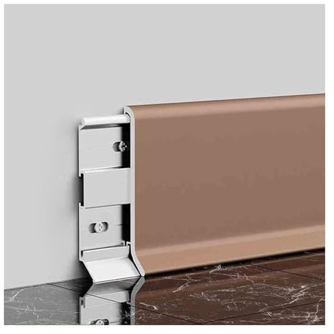 fussleisten 4 Stück Sockelleisten für Wände, Höhe 40/60/80 mm, Länge 1250 mm, Sockelleisten-Zierleiste aus Aluminium, Fußleisten-Zierleiste für Bodenleisten aus Metall – komplettes Zubehör(Brown 4pcs,