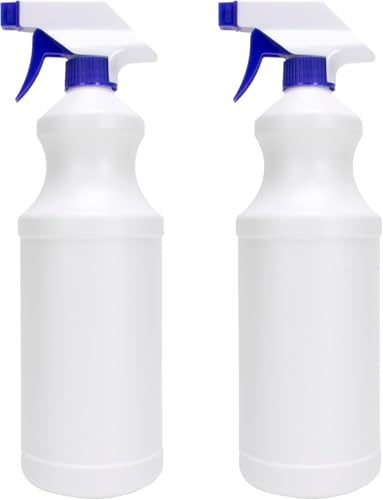 American Health Service Spray Bottles (2 Pack, 32 Oz), Refillable Heavy Duty Spraying Bottle for Cleaning Solutions, Hair Spray, Gardening, Pets, Adjustable Nozzle Setting, Mist Water