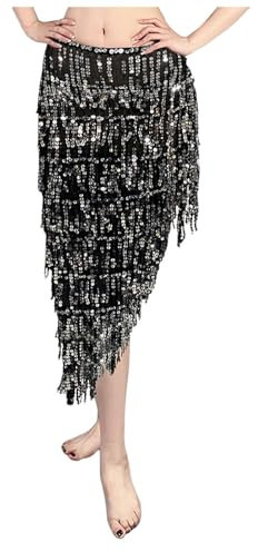 Amxleh Bauchtanz Hüfttuch Damen Mit Pailletten Gürtel Rock Bauchtanz Pailletten Glitzer Rock Mit Fransen Bauchtanz Gürtel Bauchtanz Hüfttuch Damen Für Frauen Und Mädchen Festival
