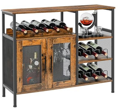 FORRTY Weinschrank Barschrank Kaffeebarschrank Weinbarregalschrank Buffetschrank Industrieller Weinschrank Weinschrank mit großer Kapazität Hängendes Weinglasregal, stilvolles Netzbelüftungsdesign