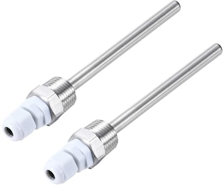 QUARKZMAN Lot 2Pcs Puits Thermométriques G1/2 8 Mm Diamètre, Sans Soudure, en Acier Inoxydable 304, avec Presse-Étoupe, Longueur 150 Mm, pour Fermenteur Bière, Blanc