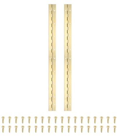 PATIKIL 18x1.2 Inch Piano Hinge,2 Pcs 304 Stainless Steel Continuous Hinge with Holes for Piano Gate Door Wooden Storage Box Cabinet Boat,Gold
