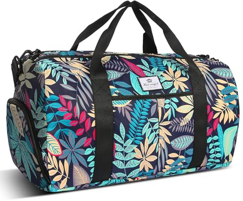HUA ANGEL Borsone da Palestra Donna Uomo Borsa Viaggio Pieghevole con Portascarpe e Tasca impermeabile, Leggero Borsa Sportiva per Gym, Yoga, Piscina, Weekend,Spiaggia 25L